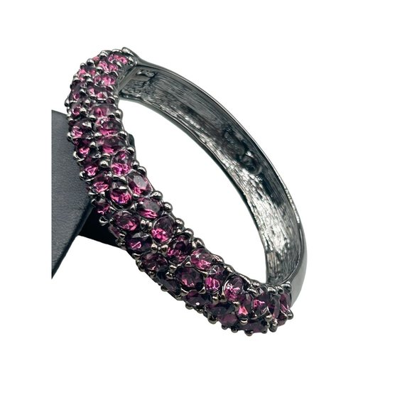 KJL Bangle Bracelet Hot Pink Fuchsia Crystals Clamper Bracelet Kenneth Jay Lane - Picture 1 of 9